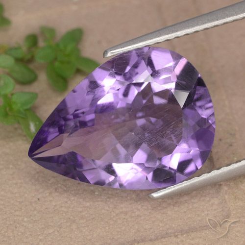 5.97ct 天然 パープルがかったバイオレット アメジスト, 洋梨の形, VVS-VS
