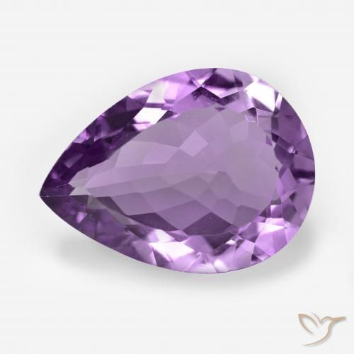 6.14ct 天然 鮮やかなバイオレット アメジスト, 洋梨の形, VS