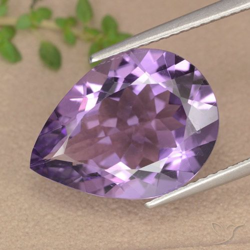 6.18ct 天然 ミディアムバイオレットピンク アメジスト, 洋梨の形, VS