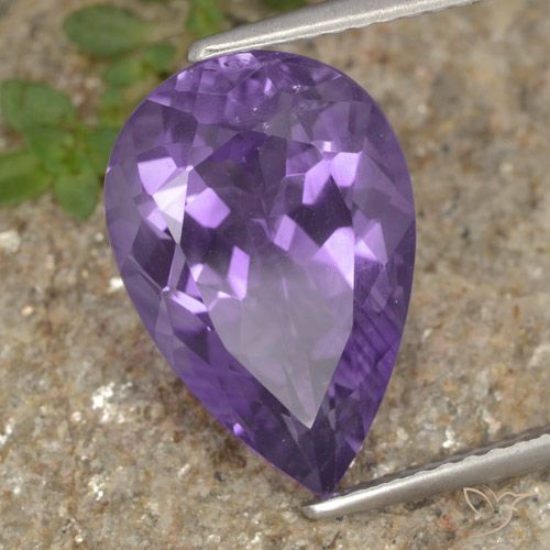 5.37ct 天然 ミディアムバイオレット アメジスト, 洋梨の形, VS