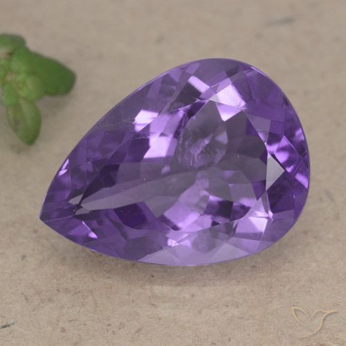 6.50ct 天然 ミディアムバイオレット アメジスト, 洋梨の形, VS