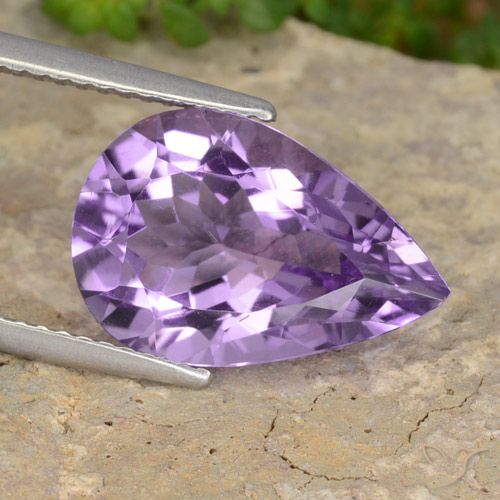 6.34ct 天然 ミディアムバイオレット アメジスト, 洋梨の形, VVS-VS