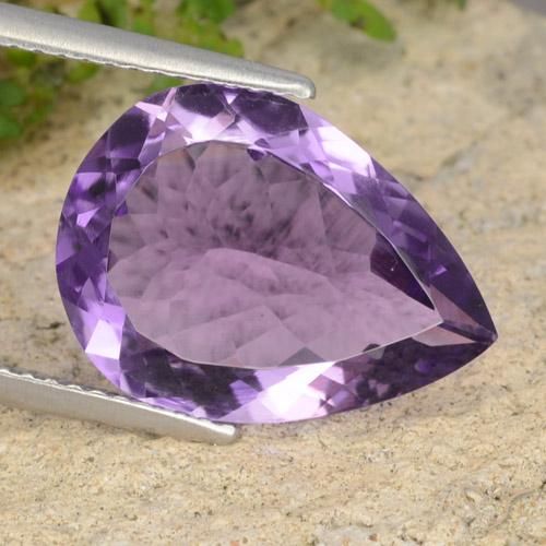 5.73ct 天然 ピンクがかったバイオレット アメジスト, 洋梨の形, VVS-VS