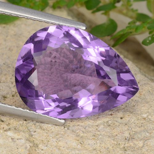 6.55ct 天然 ミディアムバイオレット アメジスト, 洋梨の形, VVS-VS