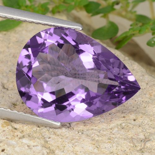 6.63ct 天然 ミディアムバイオレット アメジスト, 洋梨の形, VVS-VS