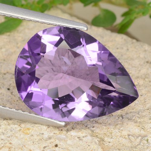 6.33ct 天然 ミディアムバイオレット アメジスト, 洋梨の形, VVS-VS