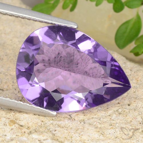 5.76ct 天然 濃い紫の色合い アメジスト, 洋梨の形, VVS-VS