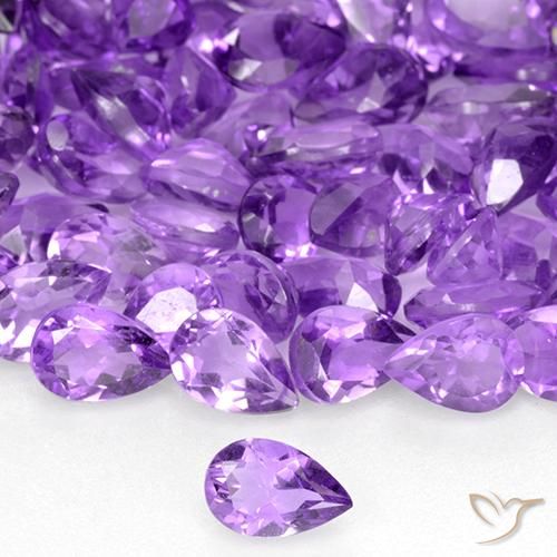 0.38ct 天然 濃いパープルがかったバイオレット アメジスト, 洋梨の形, VVS-VS
