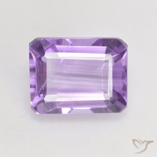 2.40ct 天然 ミディアムバイオレット アメジスト, エメラルドカット, VS