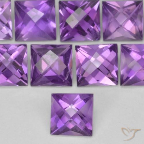 0.70ct 天然 ミディアムバイオレット アメジスト, 四角形, VVS-VS