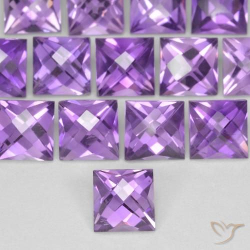 0.67ct 天然 ピンクがかったバイオレット アメジスト, 四角形, VVS-VS