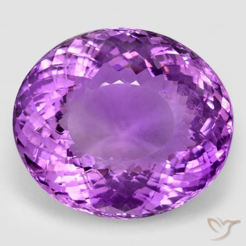 96.04ct 天然 ミディアムパープルがかったバイオレット アメジスト, 楕円形, VVS-VS