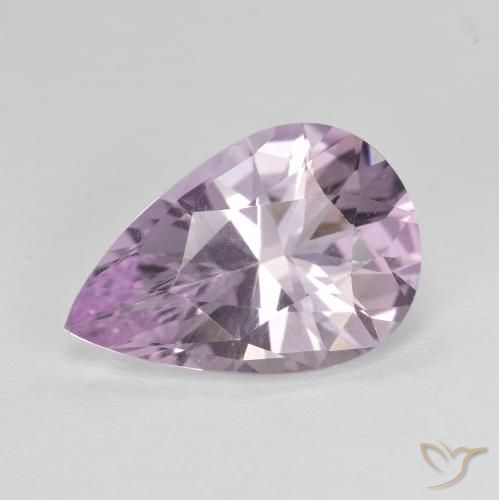 4.15ct 天然 非常に薄いピンクがかったバイオレット アメジスト, 洋梨の形, VVS