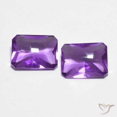 2.54ctw 天然 Medium Dark-Violet アメジスト, エメラルドカット, 透明