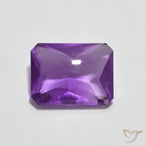 1.34ct 天然 Medium Dark-Violet アメジスト, エメラルドカット, 透明