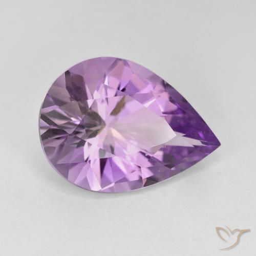 7.30ct 天然 薄いミディアムバイオレット アメジスト, 洋梨の形, VVS