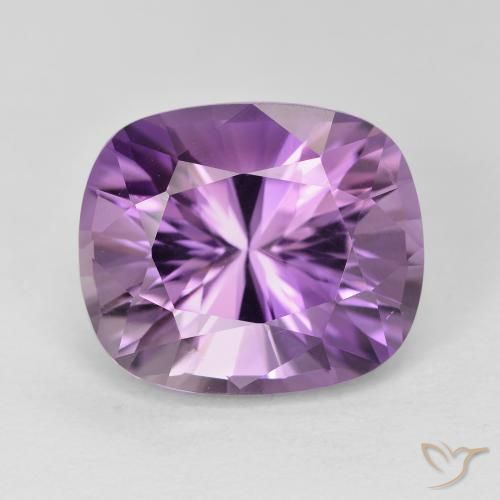 8.25ct 天然 薄いミディアムバイオレット アメジスト, クッション, VVS