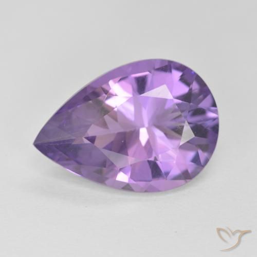 5.39ct 天然 ミディアムバイオレット アメジスト, 洋梨の形, VVS