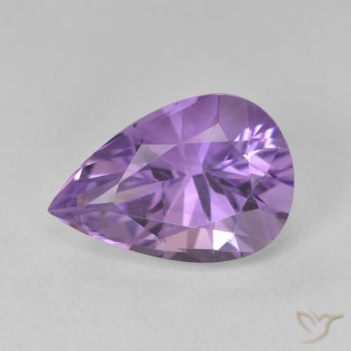 4.86カラットの天然Medium Light Purplish-Violetアメジスト、洋梨の形、VVS