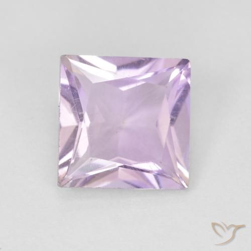 1.35ct 天然 薄いピンクがかった紫 アメジスト, 四角形, VS