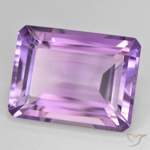 18.39カラットの天然Medium Light Purplish-Violetアメジスト、八角形 / エメラルドカット、VVS