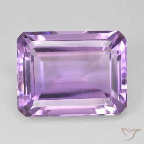 18.77ct 天然 ミディアムバイオレット アメジスト, エメラルドカット, VVS