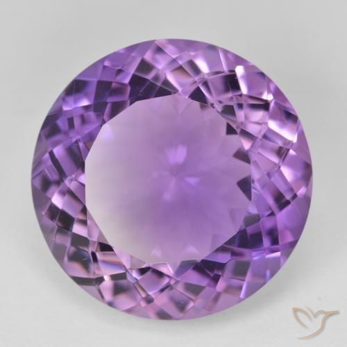 23.46カラットの天然Medium Light Purplish-Violetアメジスト、ラウンド、VVS