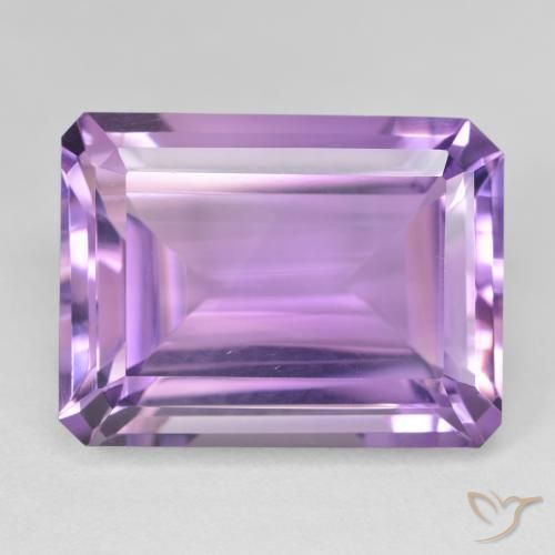 22.72ct 天然 ミディアムピンクがかったバイオレット アメジスト, エメラルドカット, VVS