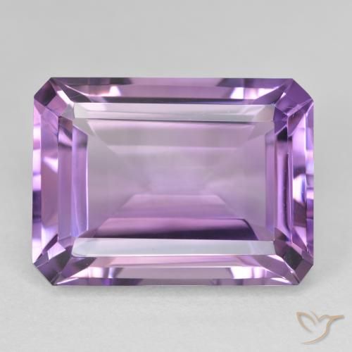 22.42ct 天然 ミディアムバイオレット アメジスト, エメラルドカット, VVS