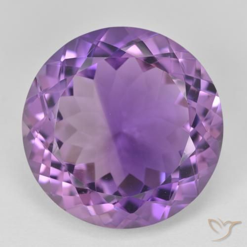 24.55ct 天然 ミディアムバイオレット アメジスト, ラウンド, VVS