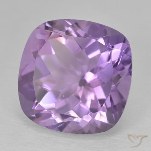 12.54カラットの天然Medium Light Purplish-Violetアメジスト、クッション、VVS-VS