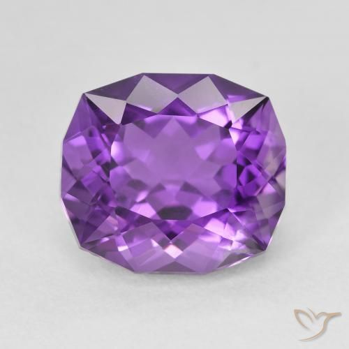 6.33ct 天然 鮮やかなバイオレット アメジスト, クッション, VS