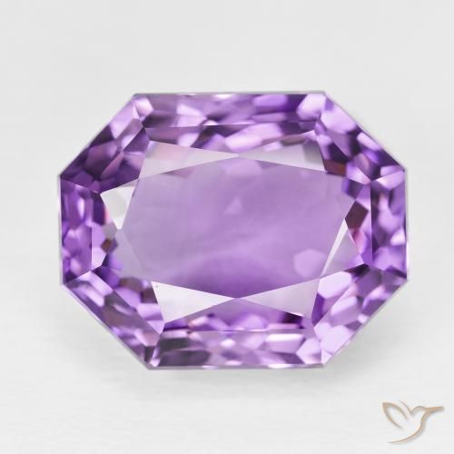 17.11ct 天然 ミディアムバイオレット アメジスト, エメラルドカット, VVS