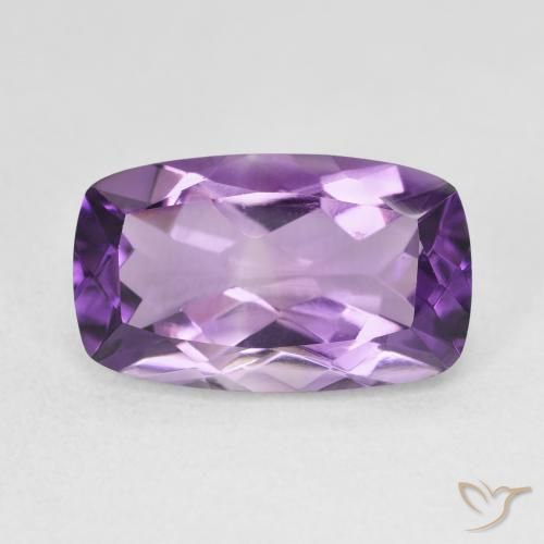 5.73ct 天然 薄いミディアムバイオレット アメジスト, クッション, VVS