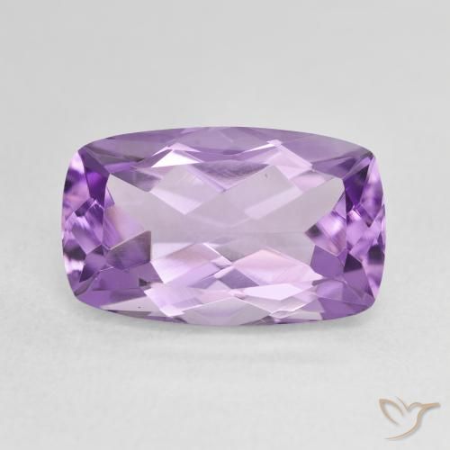 6.41ct 天然 薄いミディアムバイオレット アメジスト, クッション, VVS