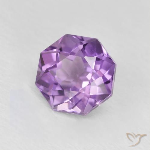 1.29カラットの天然Medium Light Purplish-Violetアメジスト、八角形 / エメラルドカット、VVS
