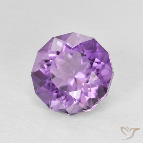 2.55カラットの天然Medium Dark-Violetアメジスト、ラウンド、VVS