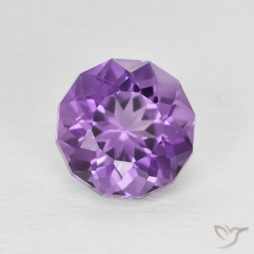 2.37カラットの天然Medium Light Purplish-Violetアメジスト、ラウンド、VVS-VS