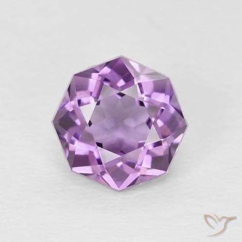 1.33ct 天然 薄いミディアムバイオレット アメジスト, エメラルドカット, VS