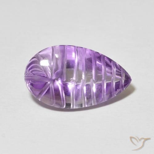 6.22カラットの天然Medium Light Purplish-Violetアメジスト、洋梨の形、透明