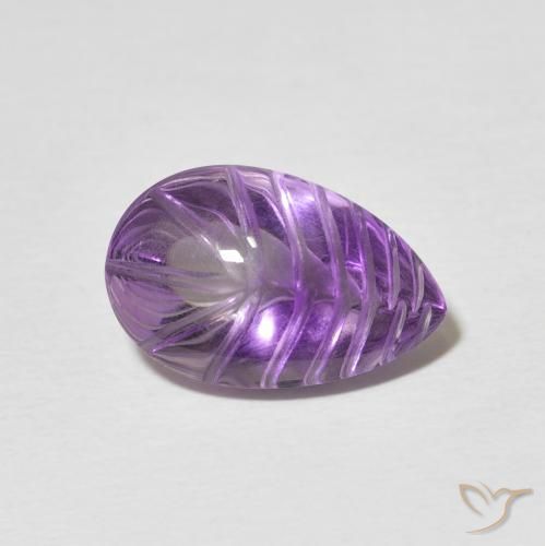 4.40カラットの天然Medium Light Purplish-Violetアメジスト、洋梨の形、透明