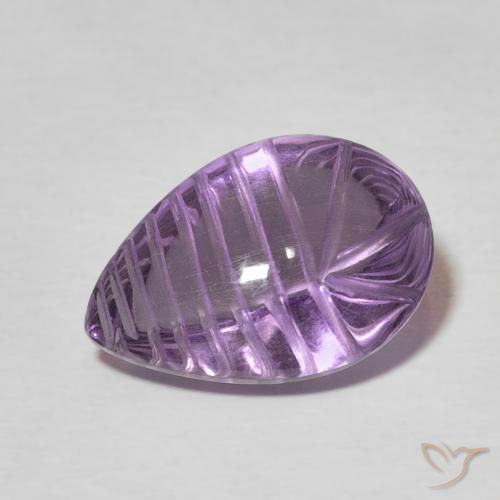 5.48ct 天然 ミディアムバイオレット アメジスト, 洋梨の形, 透明