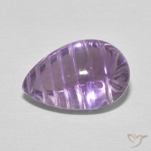 5.34カラットの天然Medium Light Purplish-Violetアメジスト、洋梨の形、透明
