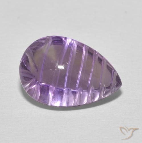 5.34カラットの天然Medium Light Purplish-Violetアメジスト、洋梨の形、透明