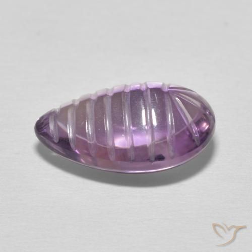 5.34カラットの天然Medium Light Purplish-Violetアメジスト、洋梨の形、透明