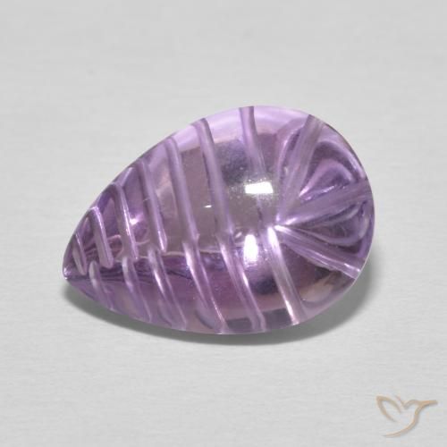 5.55ct 天然 薄いミディアムバイオレット アメジスト, 洋梨の形, 透明