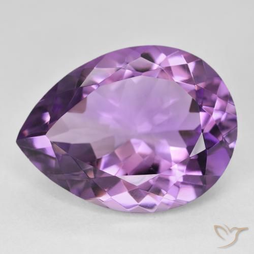 17.98ct 天然 薄いミディアムバイオレット アメジスト, 洋梨の形, VVS