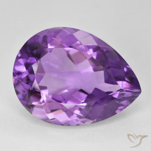 18.42カラットの天然Medium Light Purplish-Violetアメジスト、洋梨の形、VVS