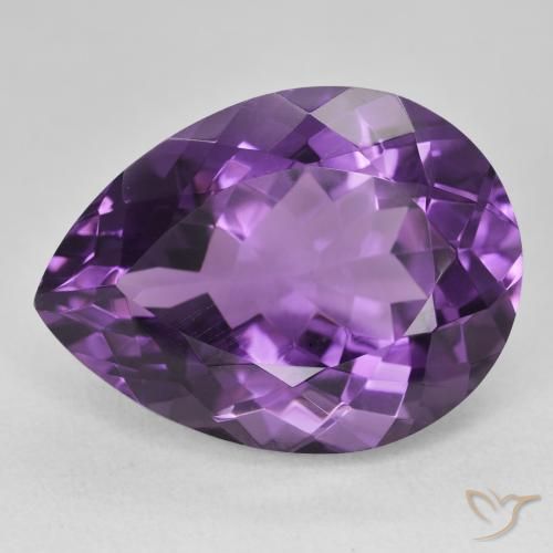 18.85ct 天然 ミディアムバイオレット アメジスト, 洋梨の形, VVS