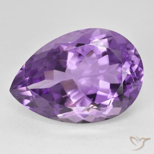 22.03ct 天然 鮮やかなバイオレット アメジスト, 洋梨の形, VVS